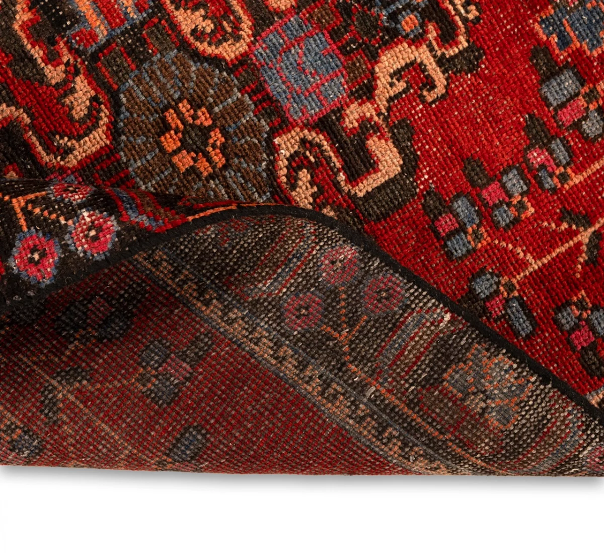 Hand Knotted Ardebil Rug – Geometric Pattern – 290 × 105 cm – Red - Image 5