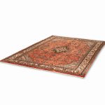 Hand Knotted Hamedan Rug – Geometric Pattern – 305 × 215 cm – Red