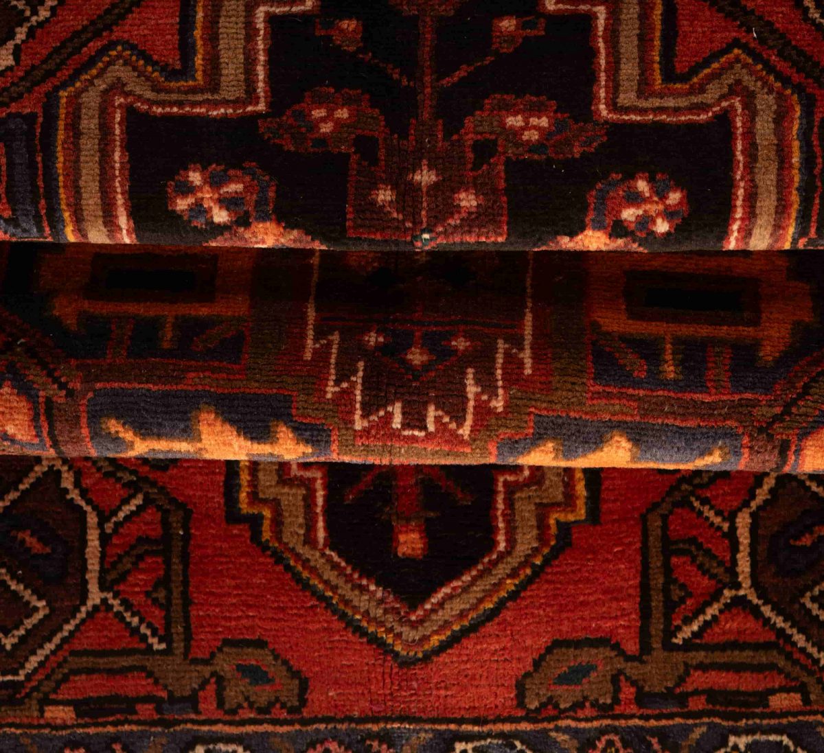 Hand Knotted Hamedan Rug – Geometric Pattern – 196 × 90 cm – Red - Image 4