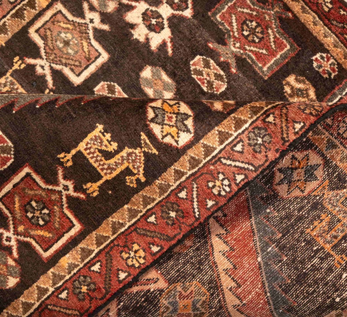 Hand Knotted Hamadan Rug – Geometric Pattern – 145 × 104 cm – Red - Image 2