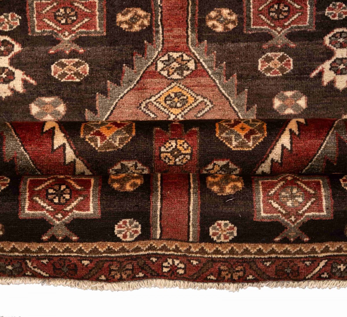 Hand Knotted Hamadan Rug – Geometric Pattern – 145 × 104 cm – Red - Image 3