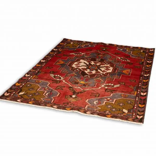 Hand Knotted Hamadan Rug – 190 × 145 cm – Red