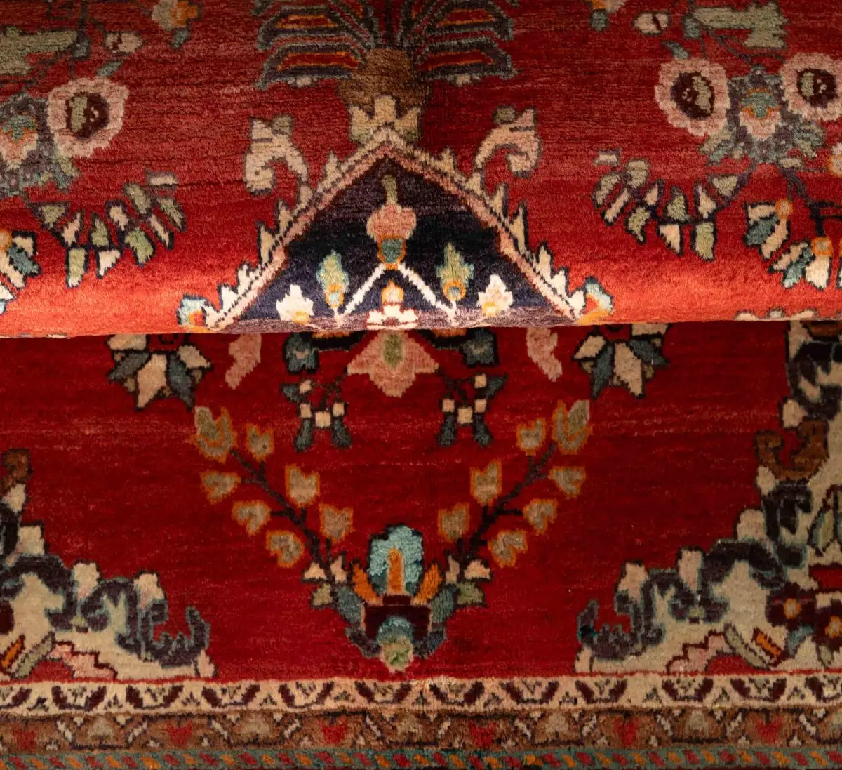 Hand Knotted Mahal Rug – Floral Pattern – 170 × 107 cm – Red - Image 3