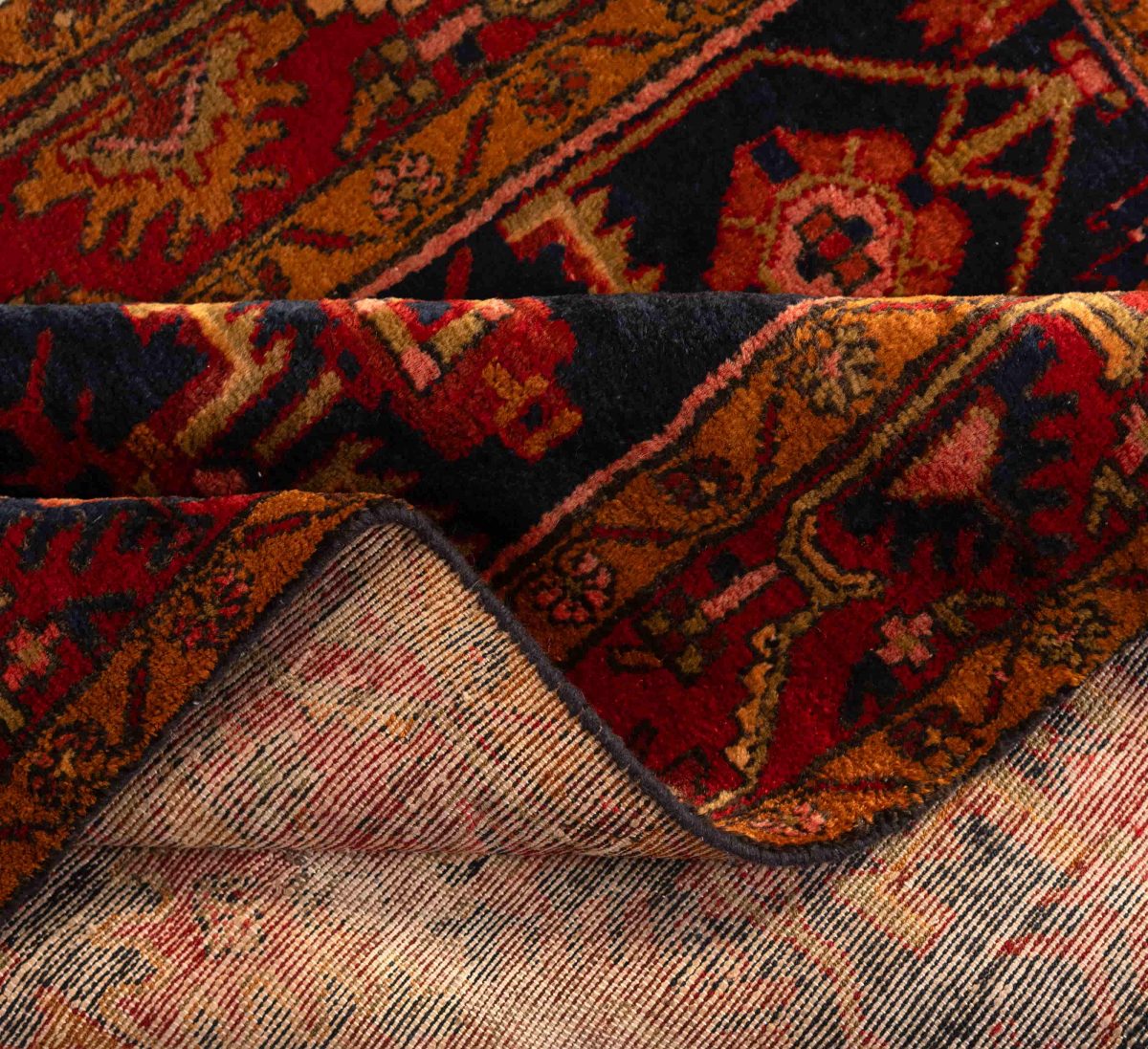 Hand Knotted Nahavand Rug – Geometric Pattern – 197 × 135 cm – Red - Image 3