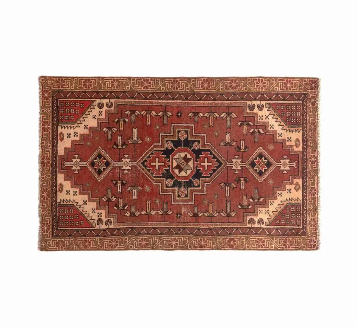 Hand Knotted Nahavand Rug – Geometric Pattern – 150 × 95 cm – Red - Image 5