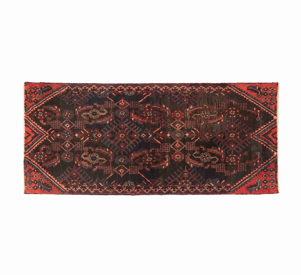 Hand Knotted Hamedan Rug – Geometric Pattern – 168 × 74 cm – Red - Image 5