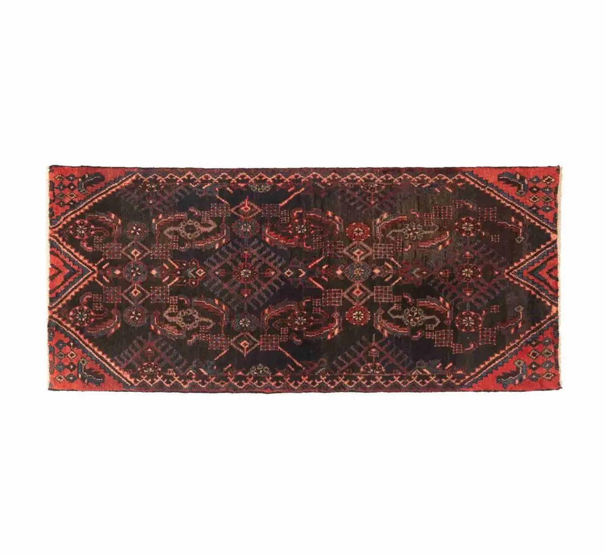 Hand Knotted Hamedan Rug – Geometric Pattern – 168 × 74 cm – Red - Image 5