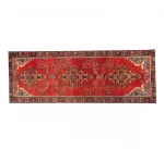 Hand Knotted Ardebil Rug – Geometric Pattern – 290 × 105 cm – Red - Image 4