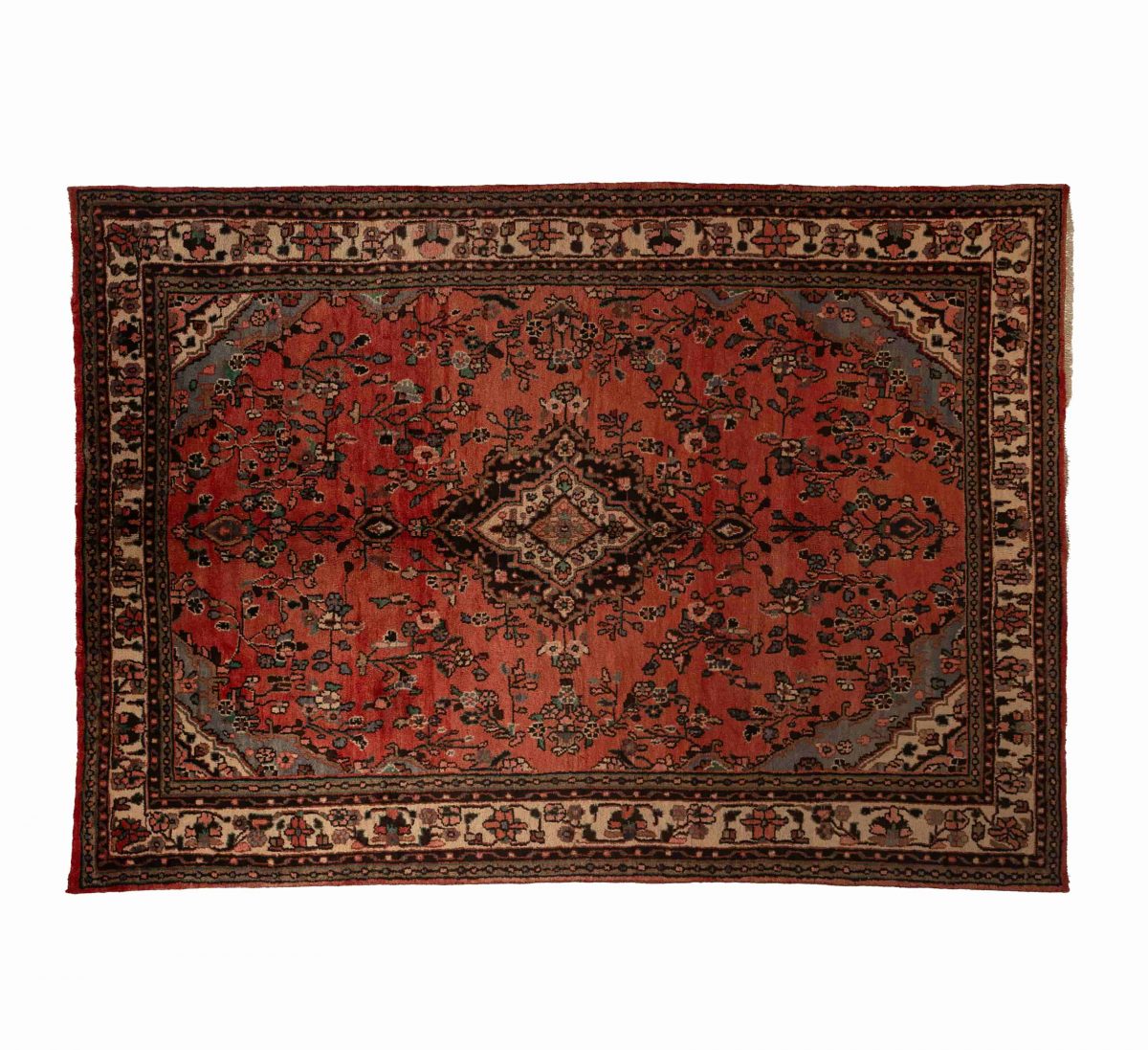 Hand Knotted Hamedan Rug – Geometric Pattern – 305 × 215 cm – Red - Image 3