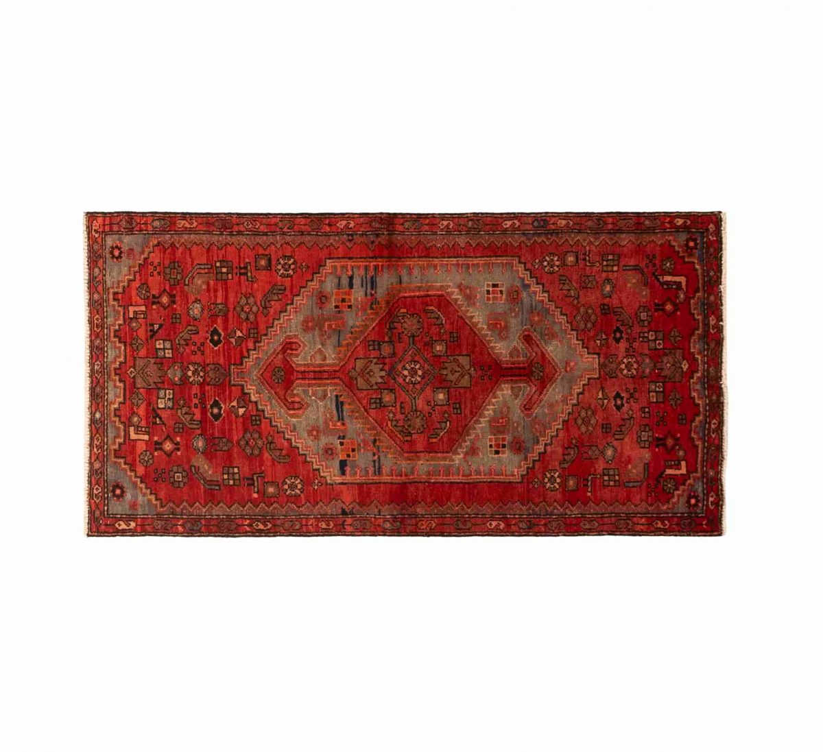 Hand Knotted Zanjan Rug – Geometric Pattern – 175 × 90 cm – Red - Image 5