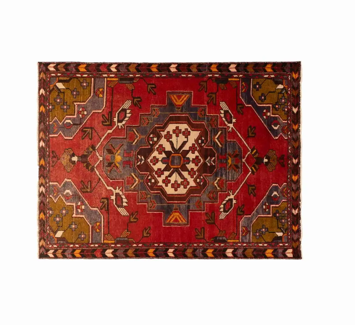 Hand Knotted Hamadan Rug – 190 × 145 cm – Red - Image 3