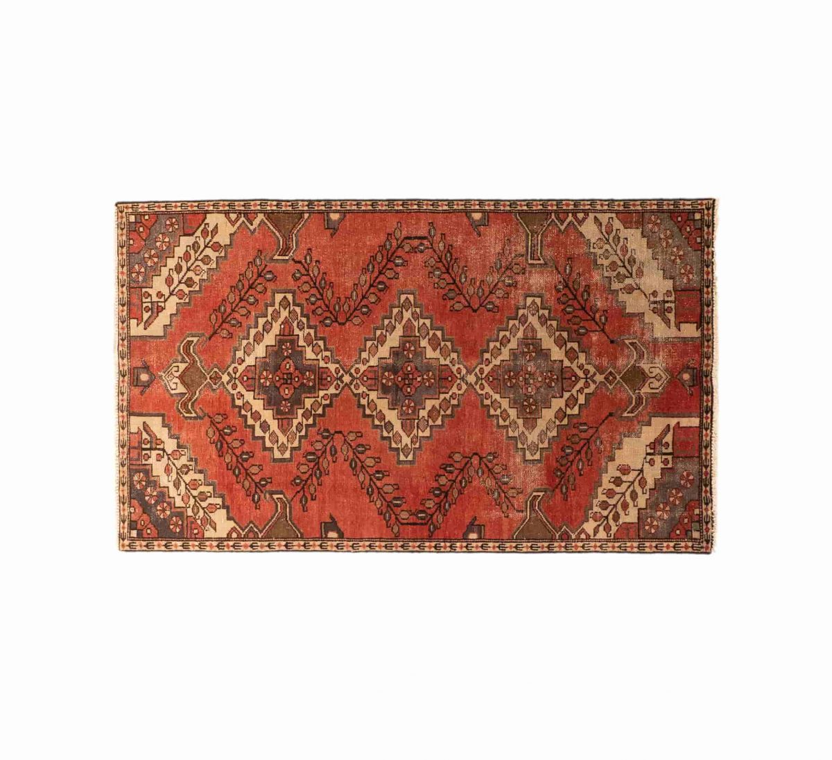 Hand Knotted Hamadan Rug – Geometric Pattern – 173 × 105 cm – Red - Image 2