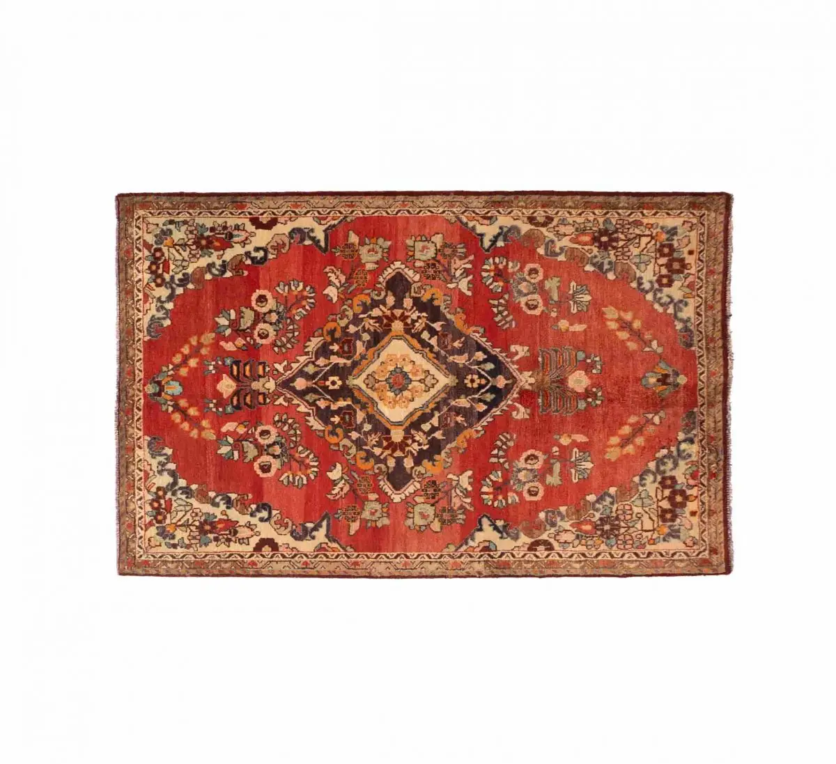 Hand Knotted Mahal Rug – Floral Pattern – 170 × 107 cm – Red - Image 5