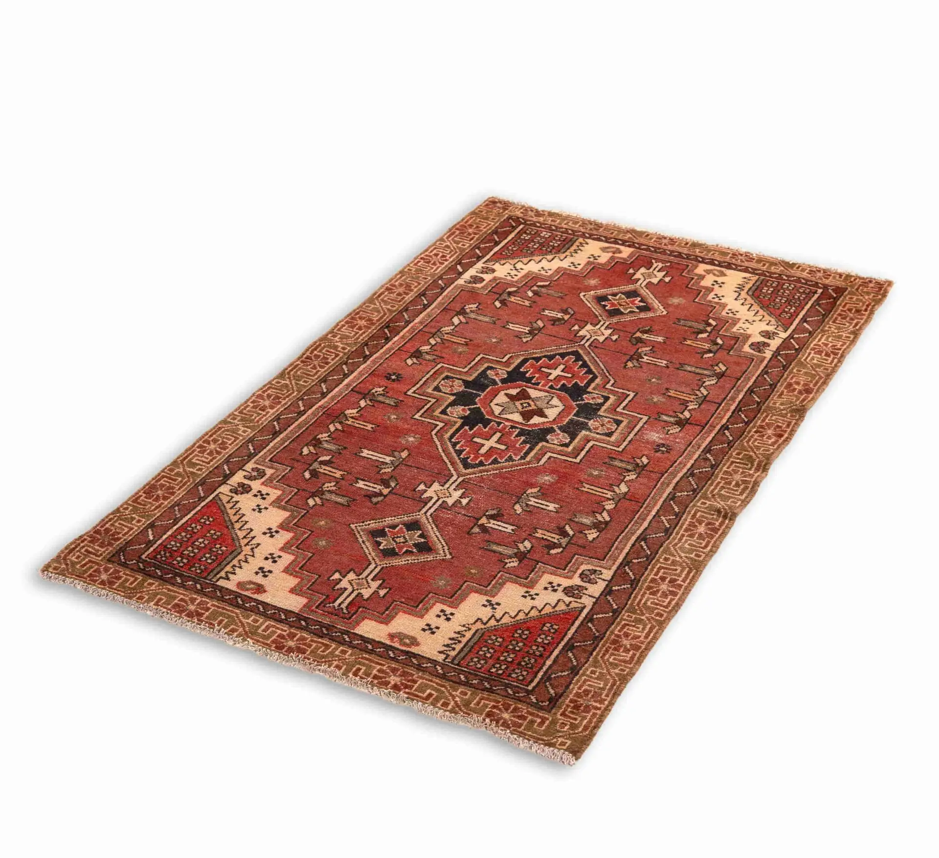 DSC09660-Edit.jpg Hand Knotted Nahavand Rug – Geometric Pattern – 150 × 95 cm – Red - Image 1