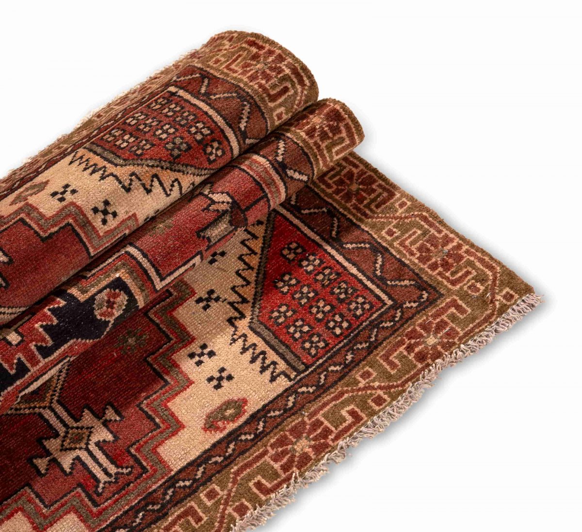 Hand Knotted Nahavand Rug – Geometric Pattern – 150 × 95 cm – Red - Image 3