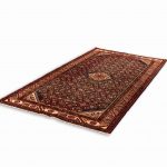 Hand Knotted Hossein Abad Rug – Geometric Pattern – 313 × 156 cm – Red