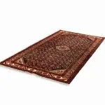 Hand Knotted Hossein Abad Rug – Geometric Pattern – 313 × 156 cm – Red