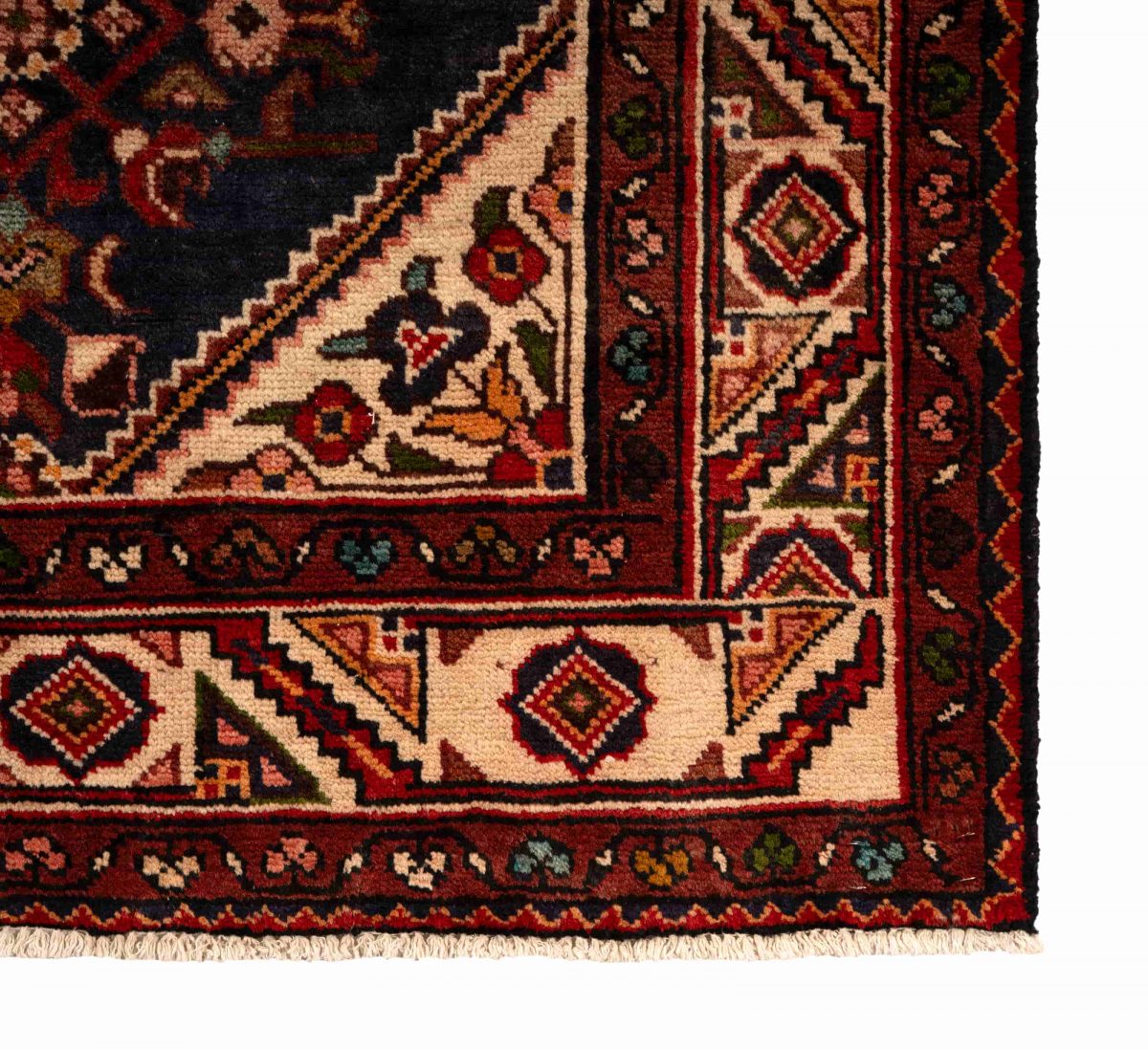 Hand Knotted Hossein Abad Rug – Geometric Pattern – 313 × 156 cm – Red - Image 2