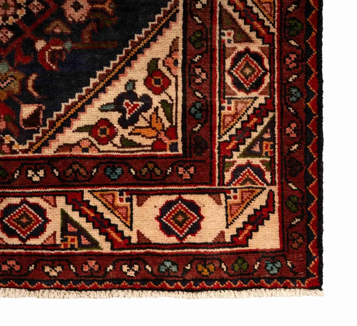 Hand Knotted Hossein Abad Rug – Geometric Pattern – 313 × 156 cm – Red - Image 2