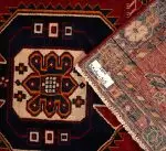 Hand Knotted Hamadan Rug – Geometric Pattern – 305 × 100 cm – Red - Image 4
