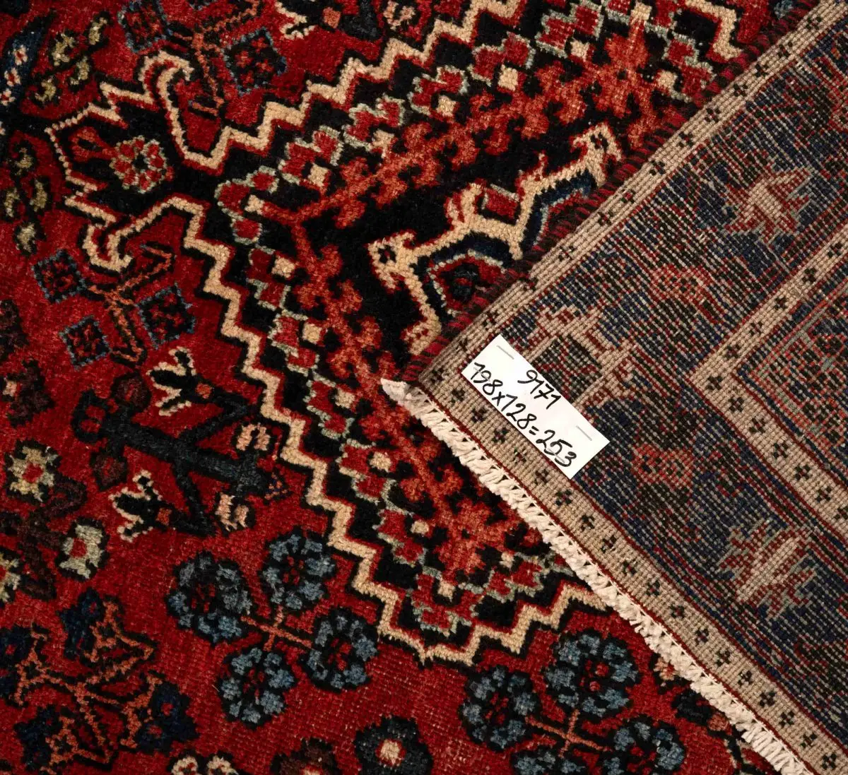 Hand Knotted Joshaghan Rug – Floral Pattern – 198 × 128 cm – Red - Image 2