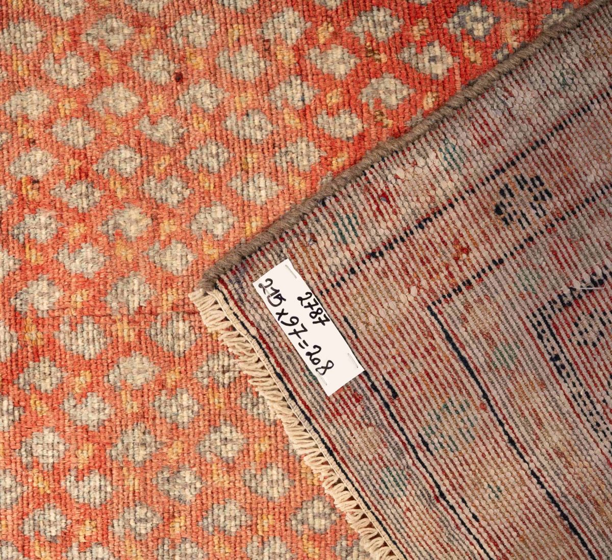 Hand Knotted Arak Rug – Floral Pattern – 215 × 97 cm – Red - Image 3