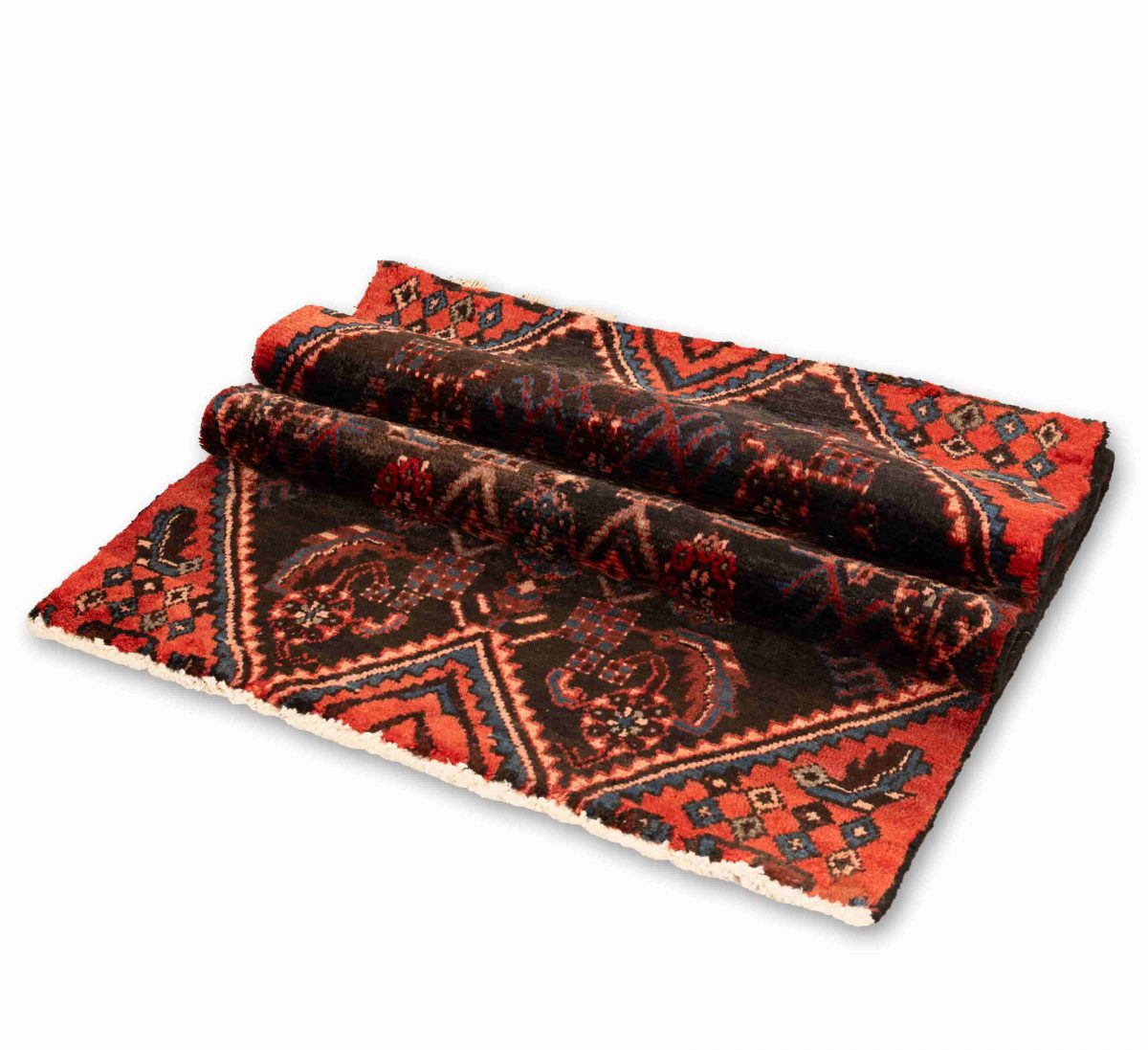 Hand Knotted Hamedan Rug – Geometric Pattern – 168 × 74 cm – Red - Image 3