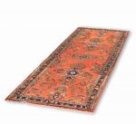 Hand Knotted Ardebil Rug – Geometric Pattern – 289 × 90 cm – Red