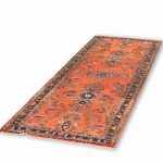 Hand Knotted Ardebil Rug – Geometric Pattern – 289 × 90 cm – Red
