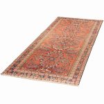 Hand Knotted Ardebil Rug – Geometric Pattern – 285 × 98 cm – Red