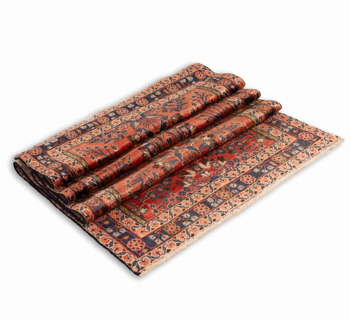 Hand Knotted Ardebil Rug – Geometric Pattern – 285 × 98 cm – Red - Image 3